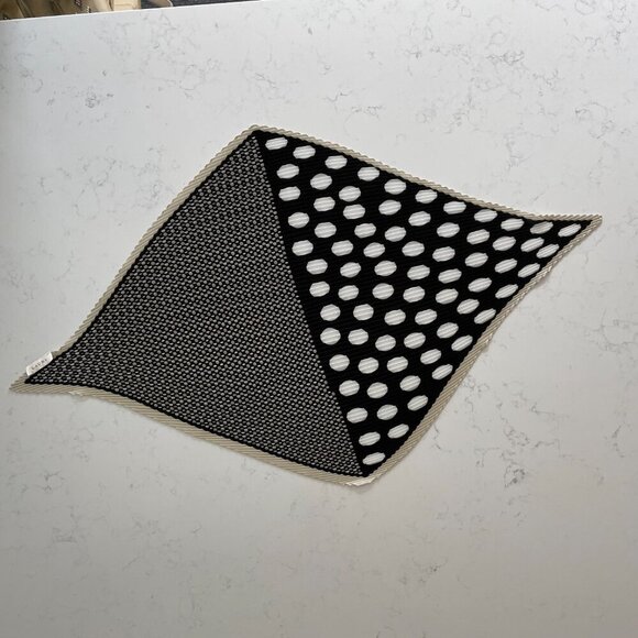 Laura Contemporary Polka Dot Pleated Scarf Accordion Style Blk Wht Tan OS - Picture 4 of 8